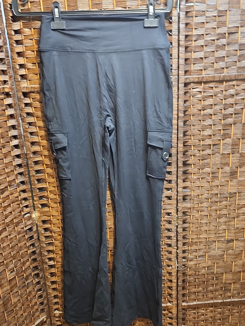 Women's Black Cargo Flare Workout Pants
